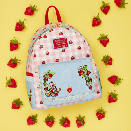 Strawberry Shortcake Denim Mini Backpack By Loungefly